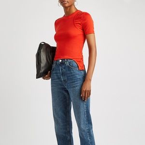 HELMUT LANG Layered cropped cotton-jersey T-shirt